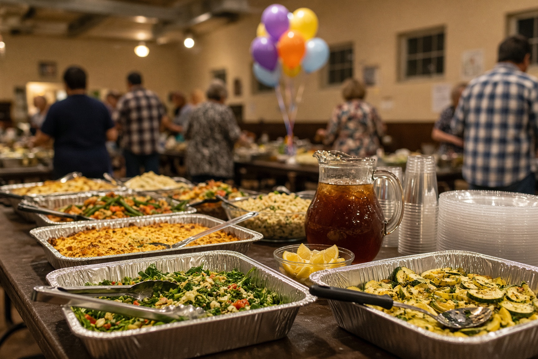A North Florida community hall table of homestyle food